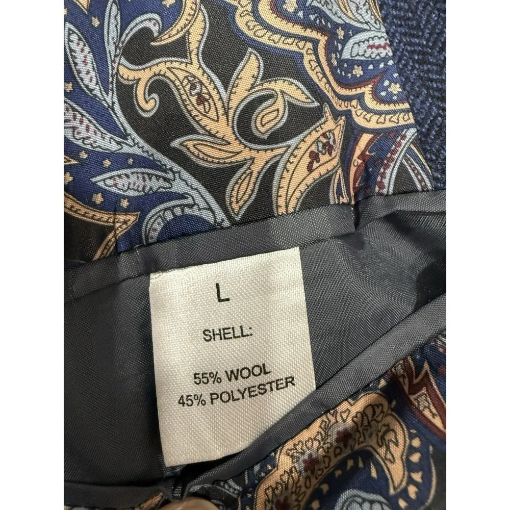 Alan Flusser Blazer Jacket Mens L Blue Wool Single Button Up Sport‎ Coat Preppy